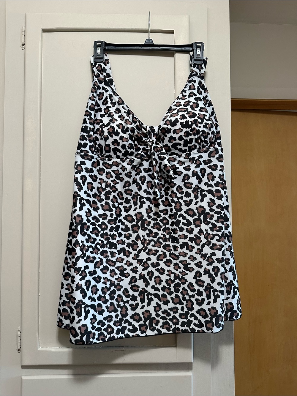 Danify Leopard Print Tie-Front Women's Swim Top - Brown/Black/White